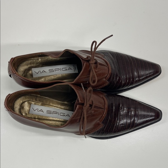 VIA SPIGA Leather Loafer Shoes in Brown Size 8 - Picture 6 of 10